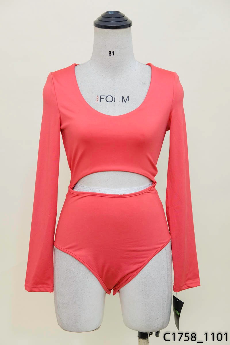 Bodysuit đỏ hồng khoét eo