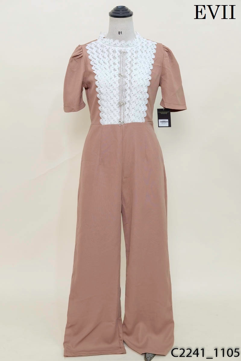 EVII-Jumpsuits nâu viền ren New Tags