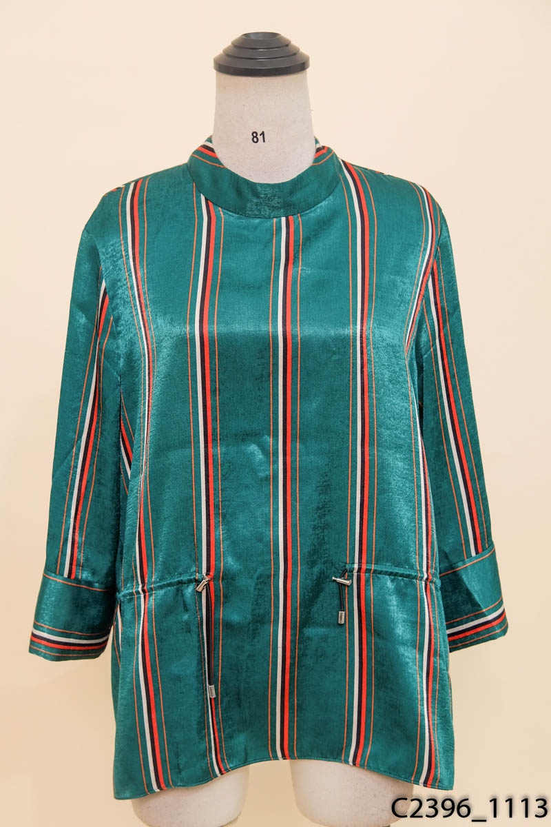 Áo xanh phối sọc