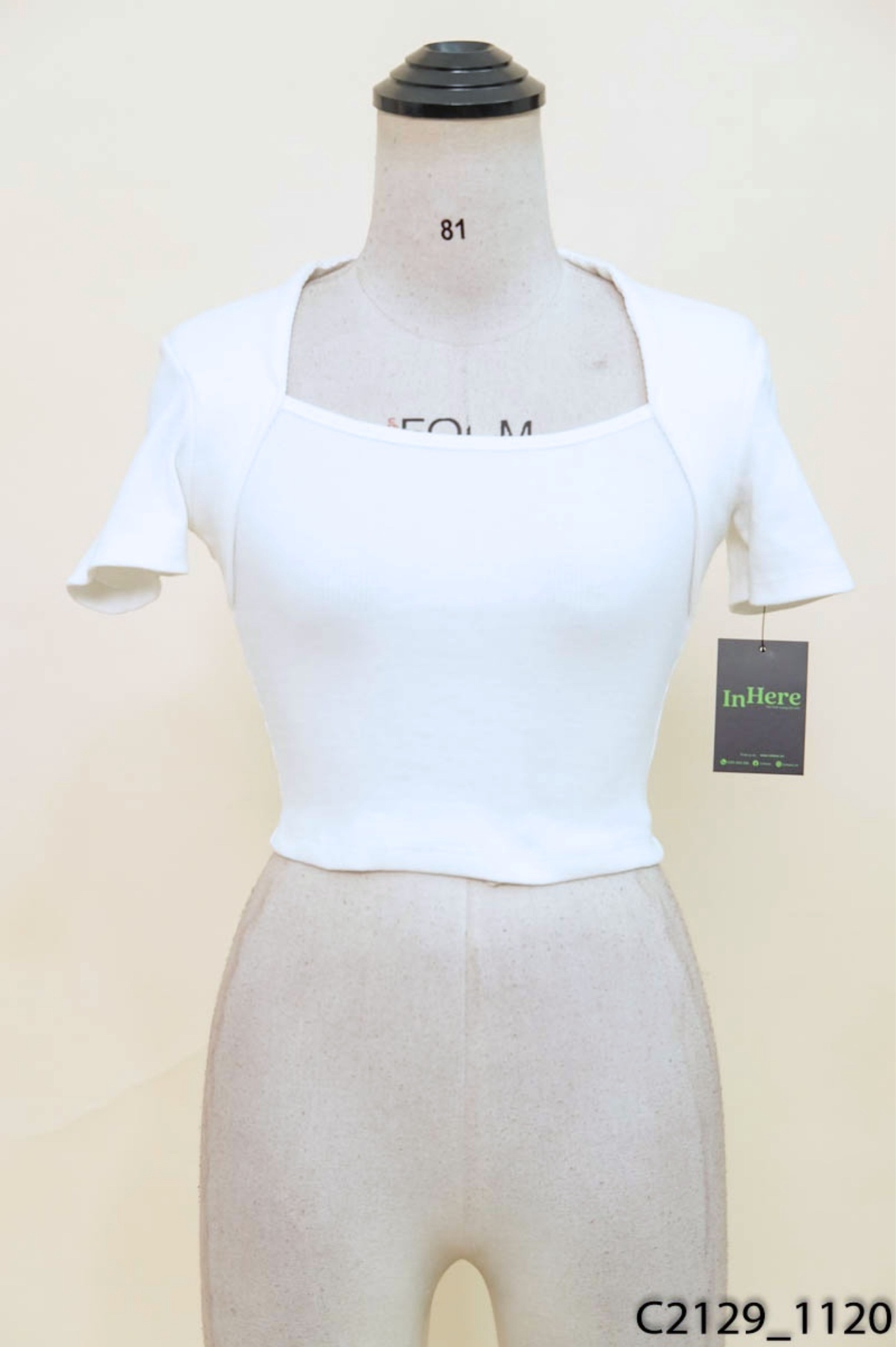 TOPTIFY-Áo croptop trắng