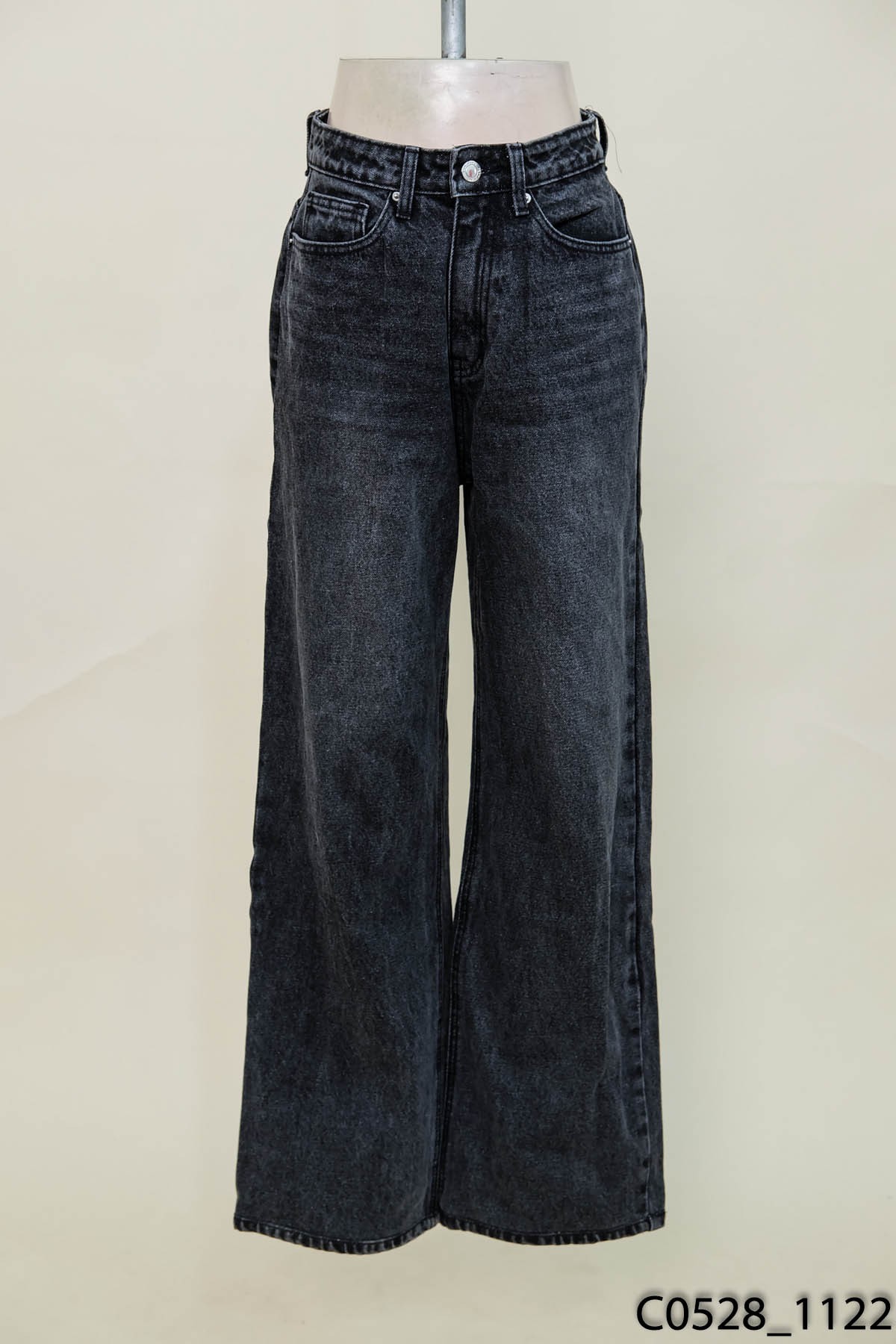 MIDDUA-Quần jeans xám ống rộng