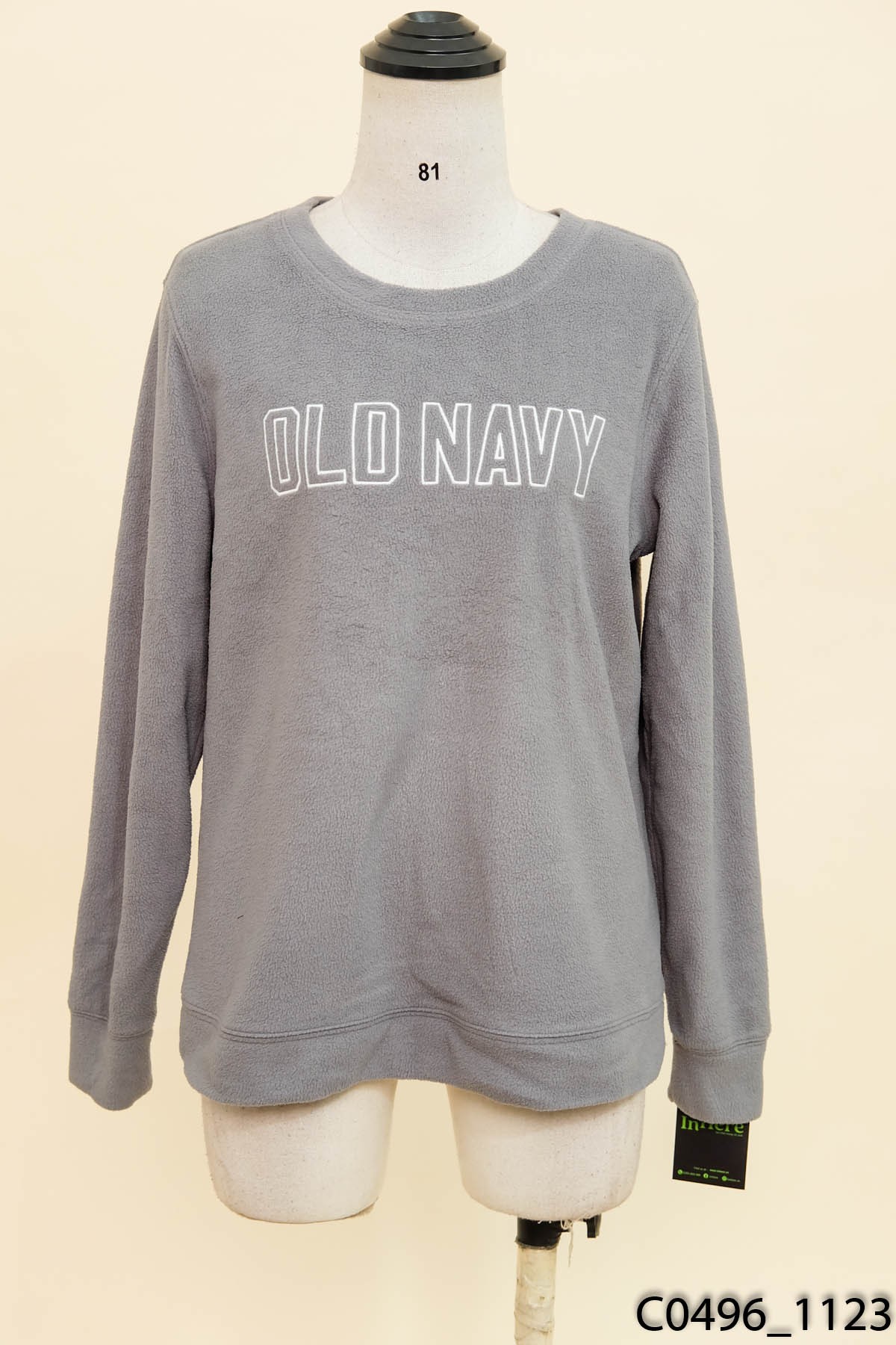 Áo sweater nỉ bông ghi Old Navy