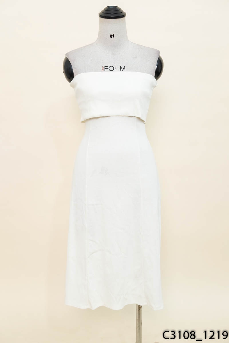 SANJOLI- Đầm trắng trễ vai sát nách New Tags