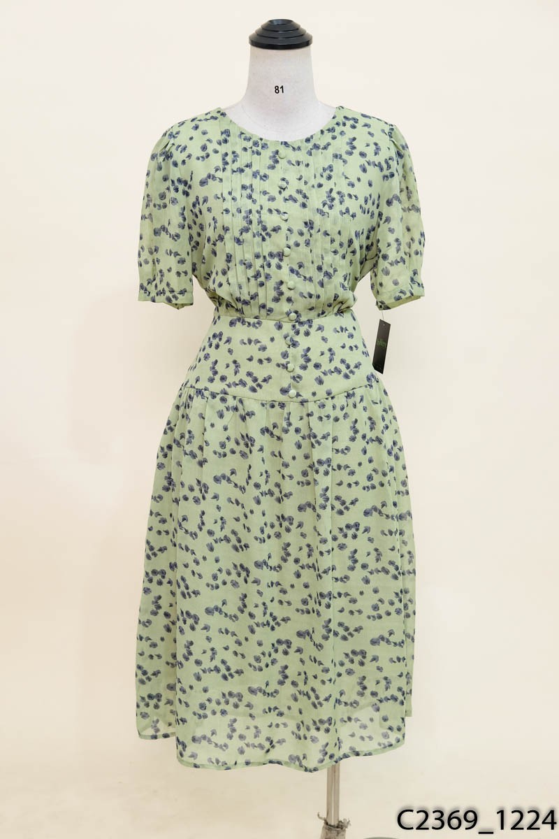K&K FASHION-Đầm xanh họa tiết