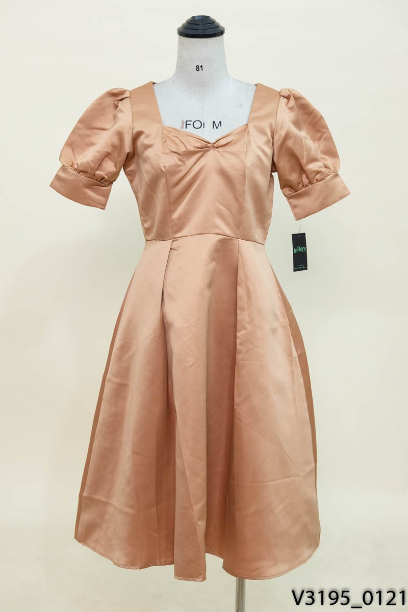 Đầm nâu cam bóng