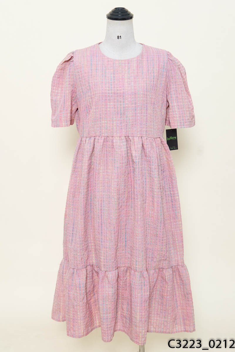 Đầm babydoll kẻ hồng