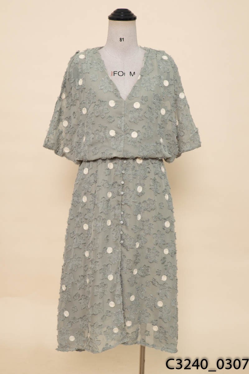 Đầm xanh cổ V New Tags