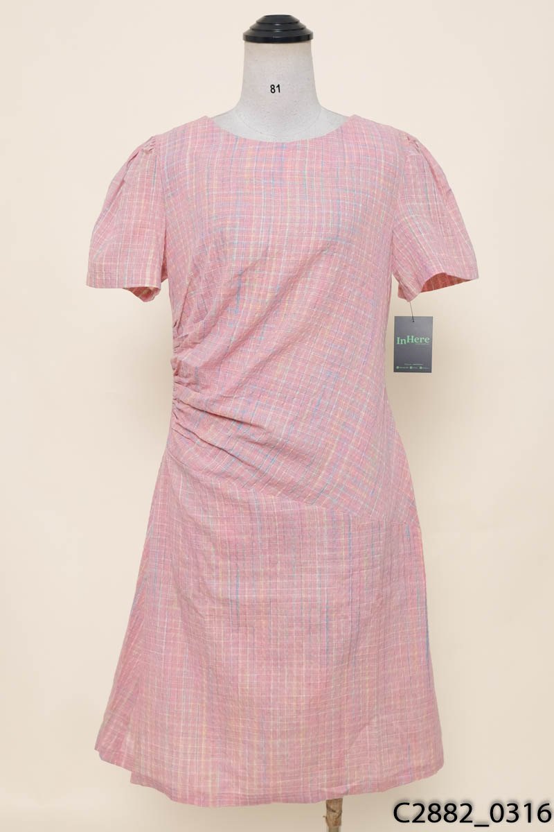 U&M- Đầm hồng kẻ caro New Tags