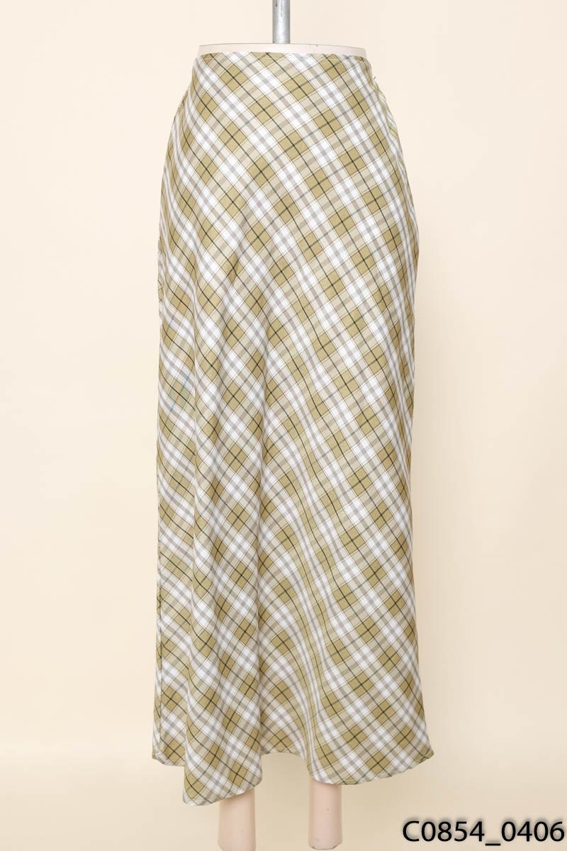 Chân váy midi kẻ xanh
