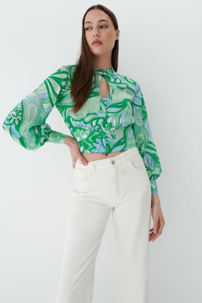 MOHITO - Áo lụa xanh họa tiết