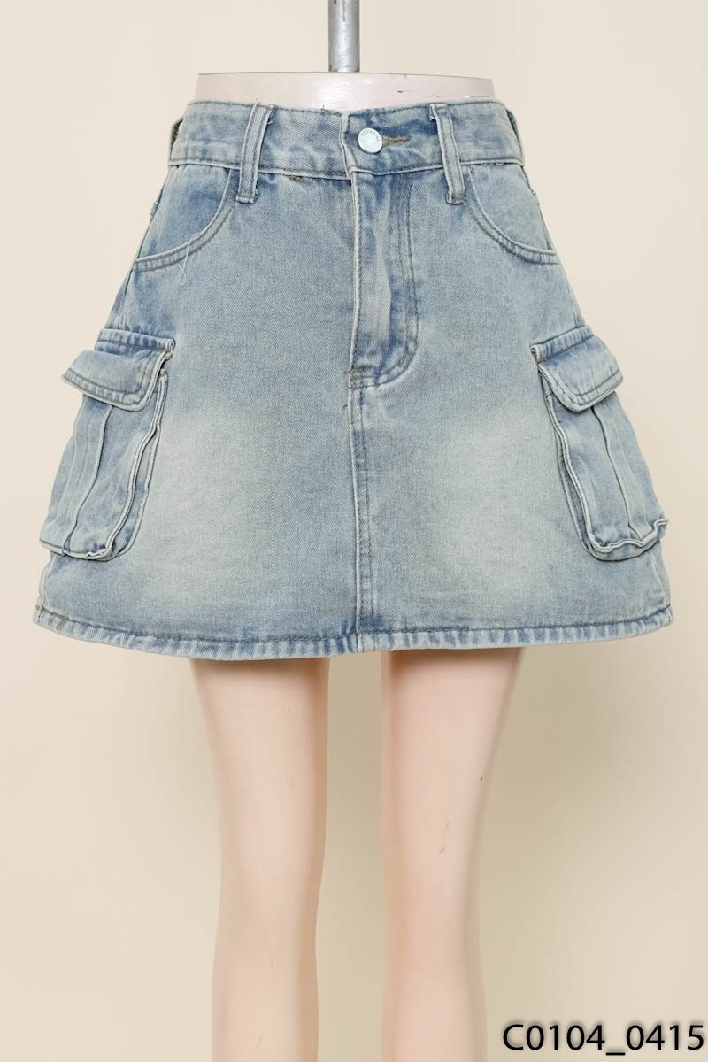 Chân váy jeans xanh phai