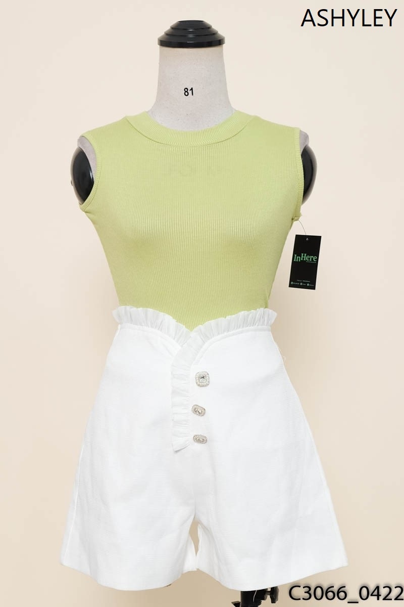 ASHYLEY-Set áo xanh phối quần trắng New Tags