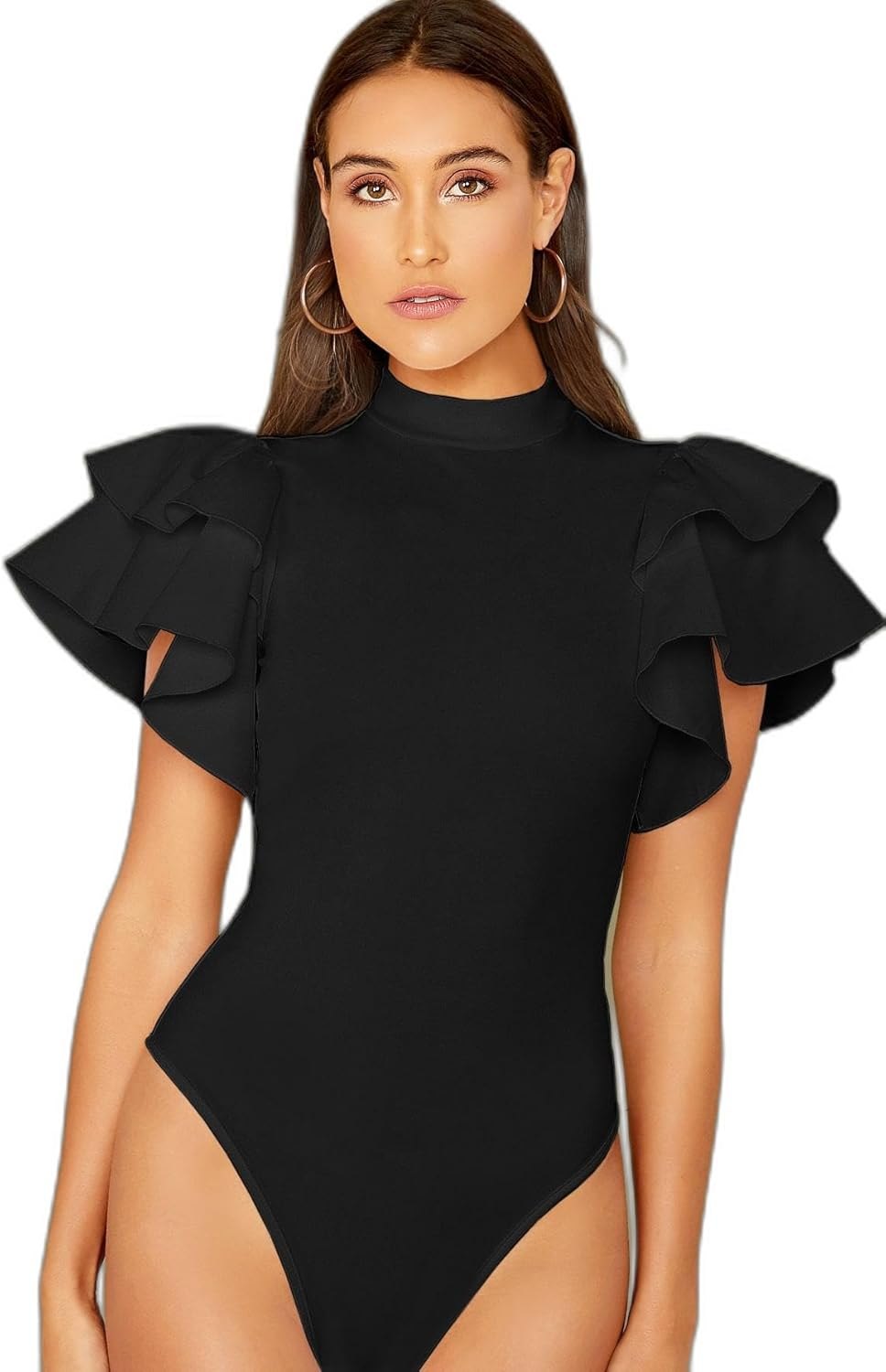 Bodysuit đen viền bèo Shein