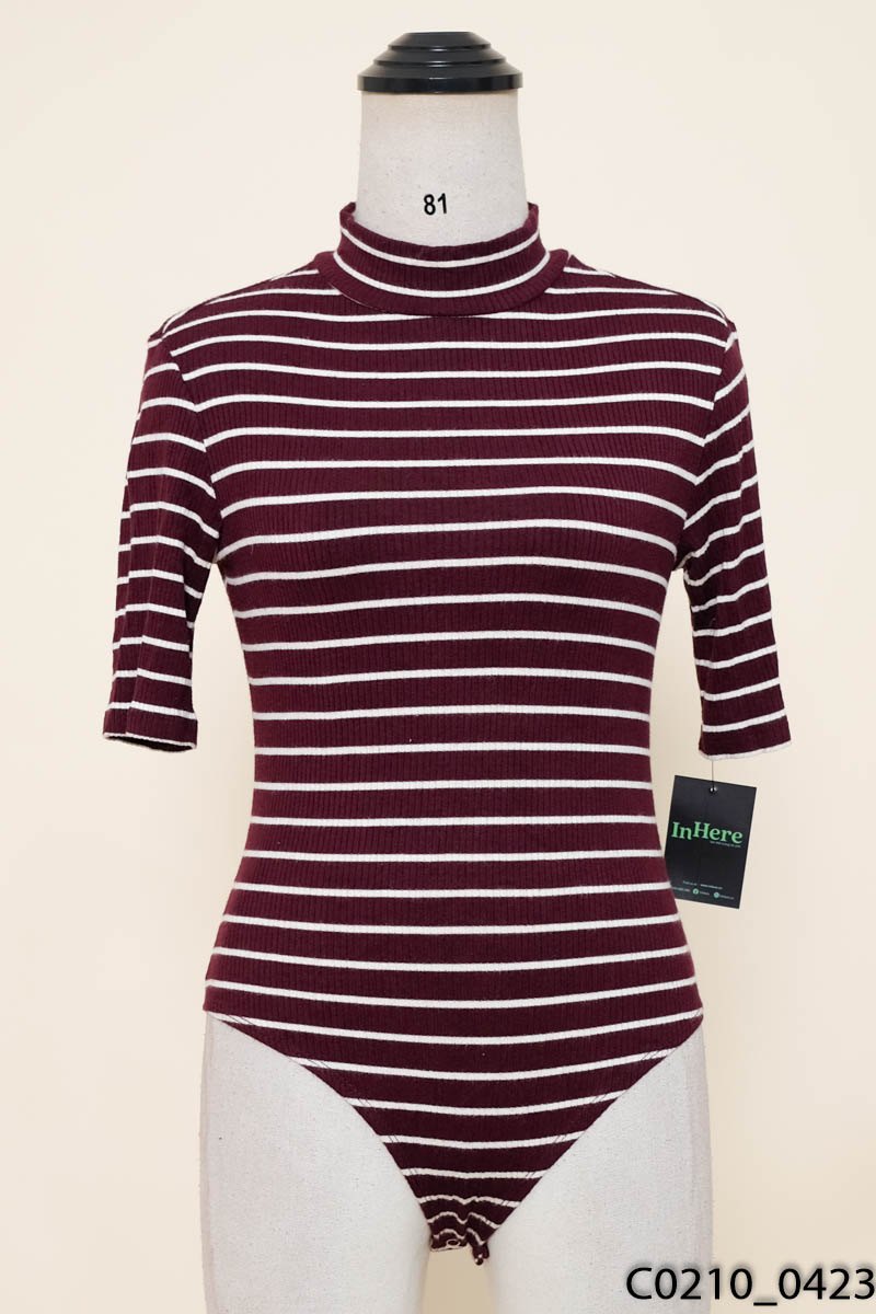 Áo bodysuits tím kẻ