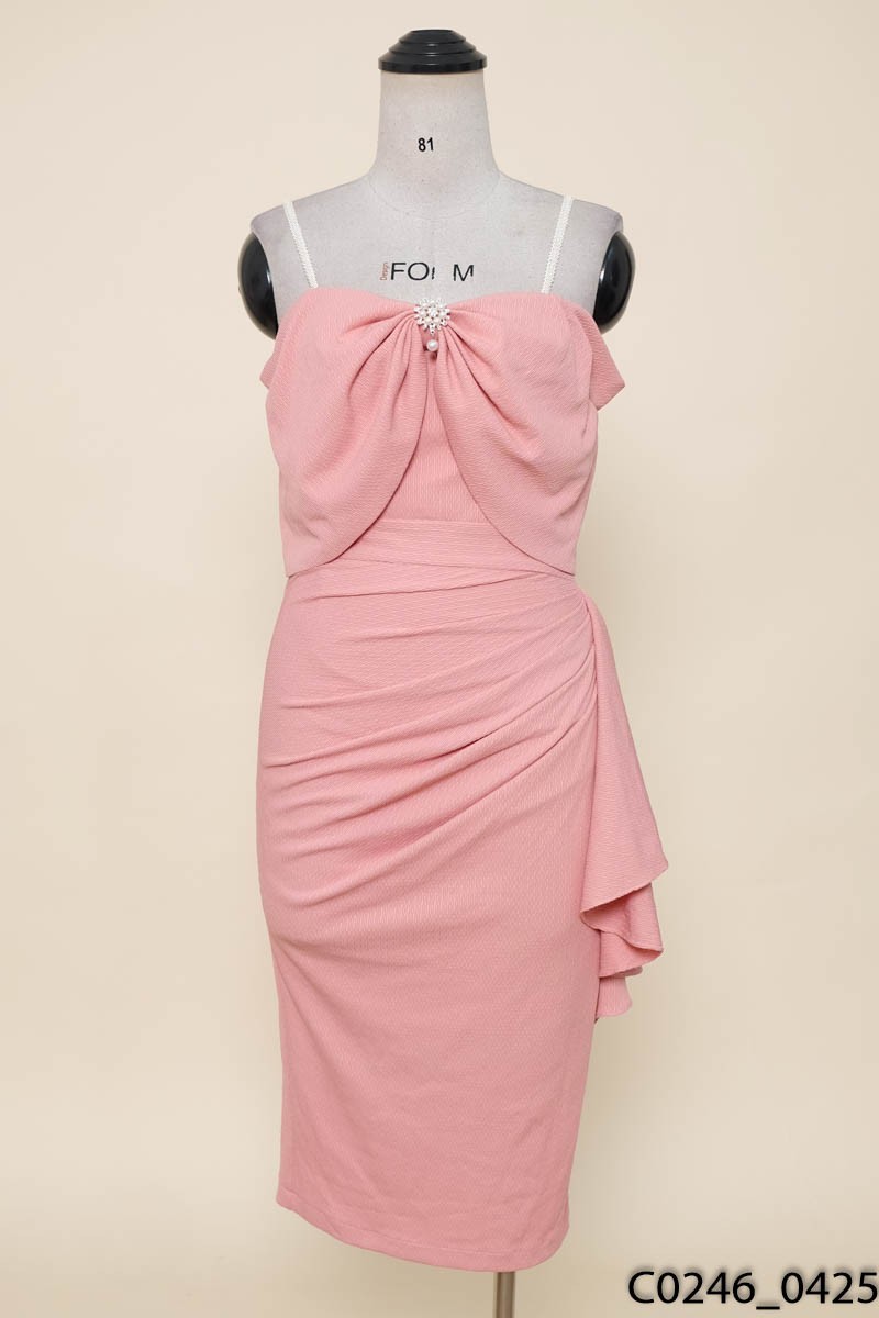 Đầm 2 dây hồng nơ New Tags