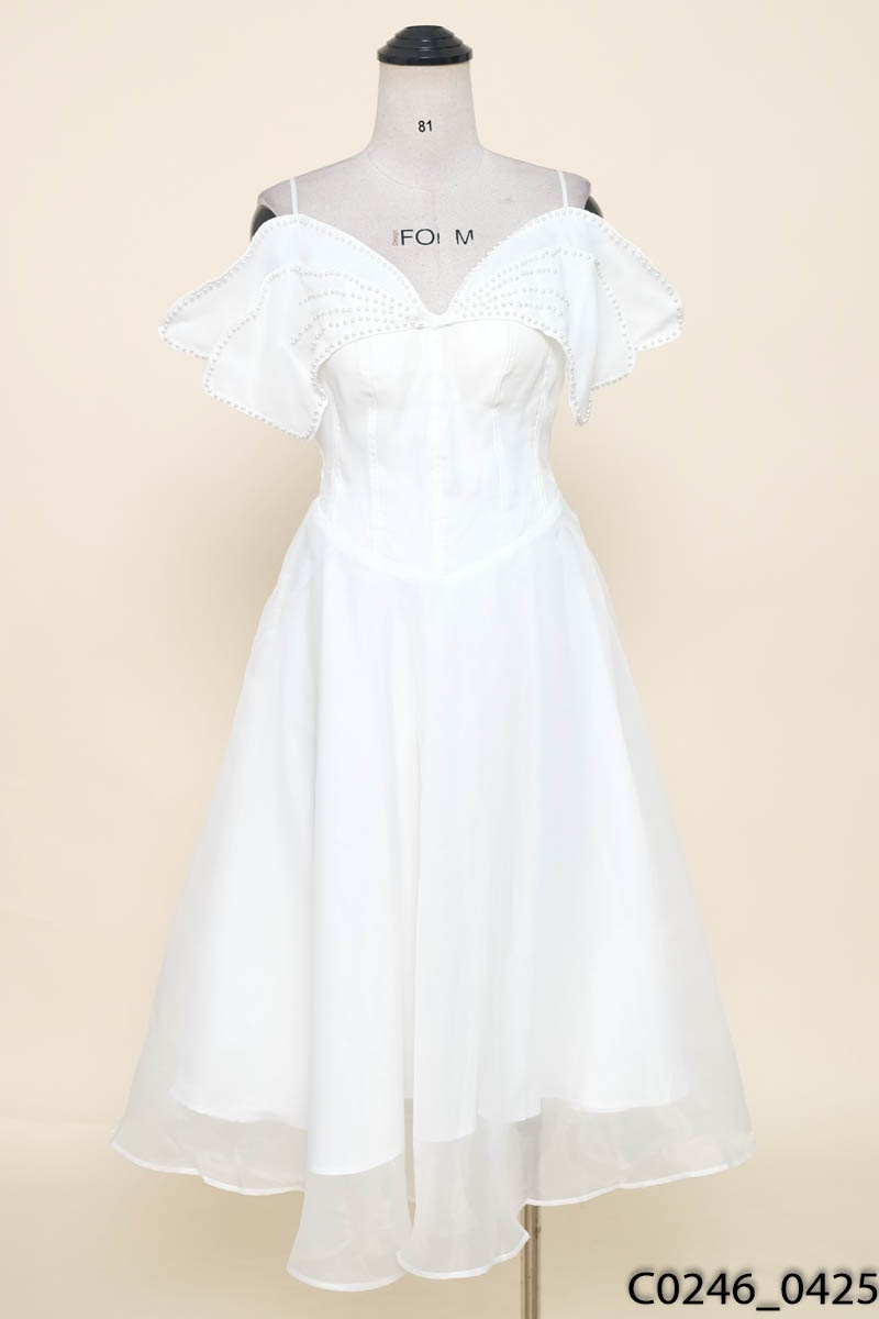 Đầm voan trắng đính ngọc New Tags