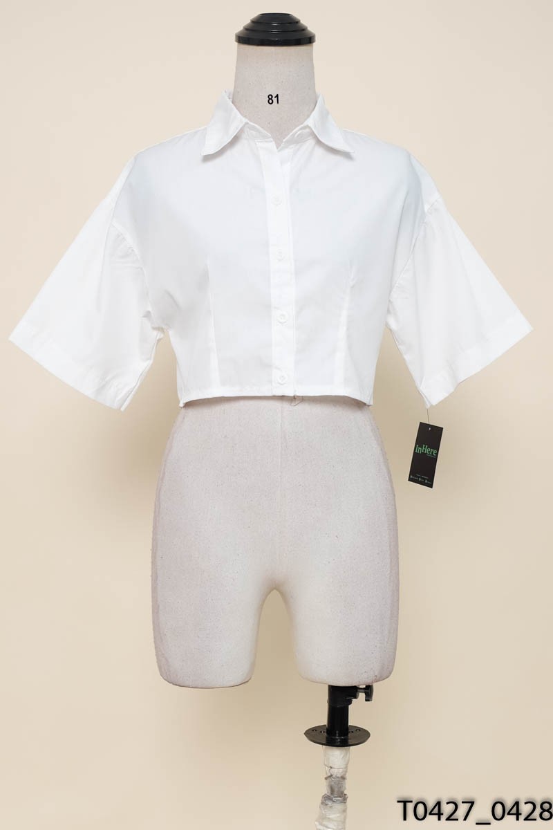TM DESIGN- Áo sơ mi trắng croptop