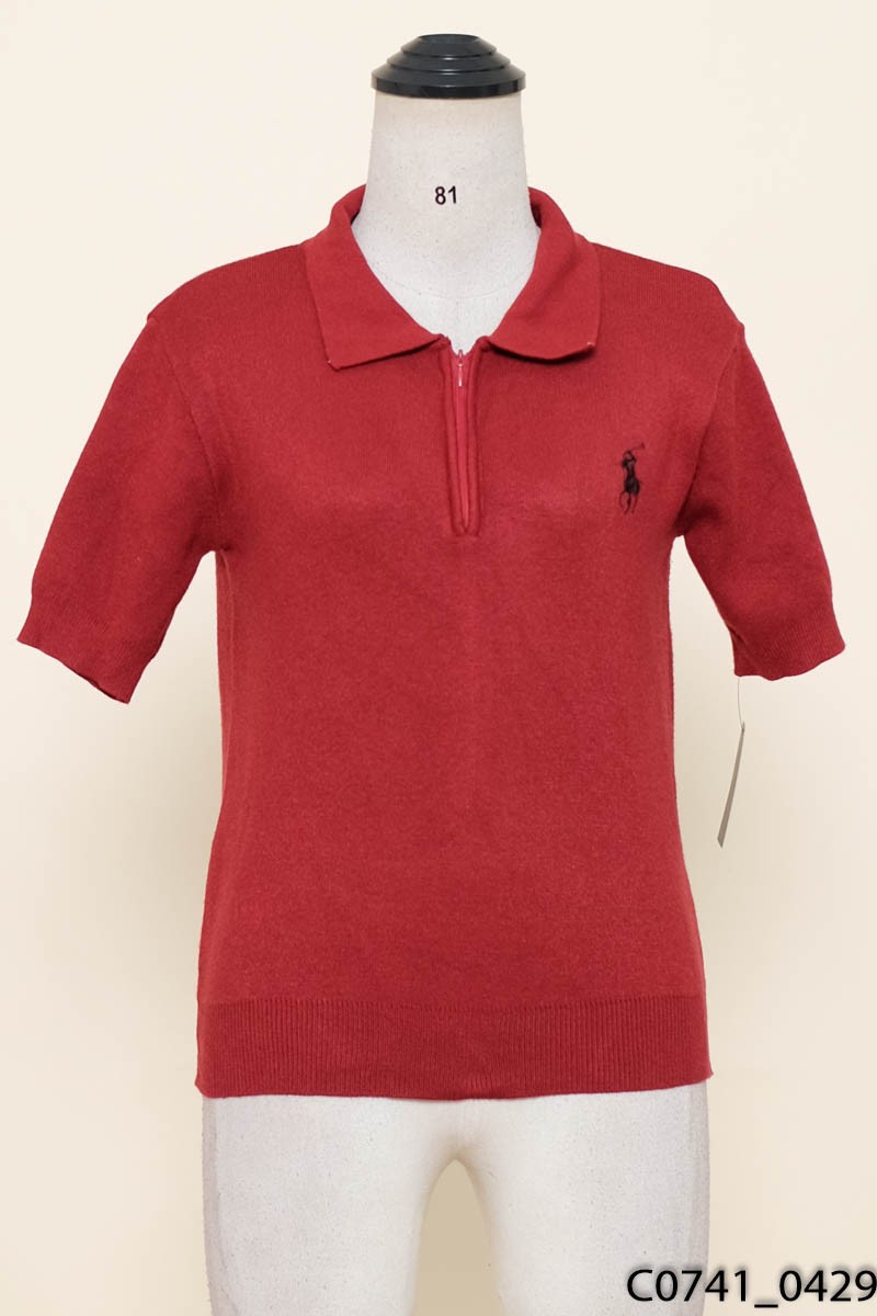Áo len đỏ khóa zip