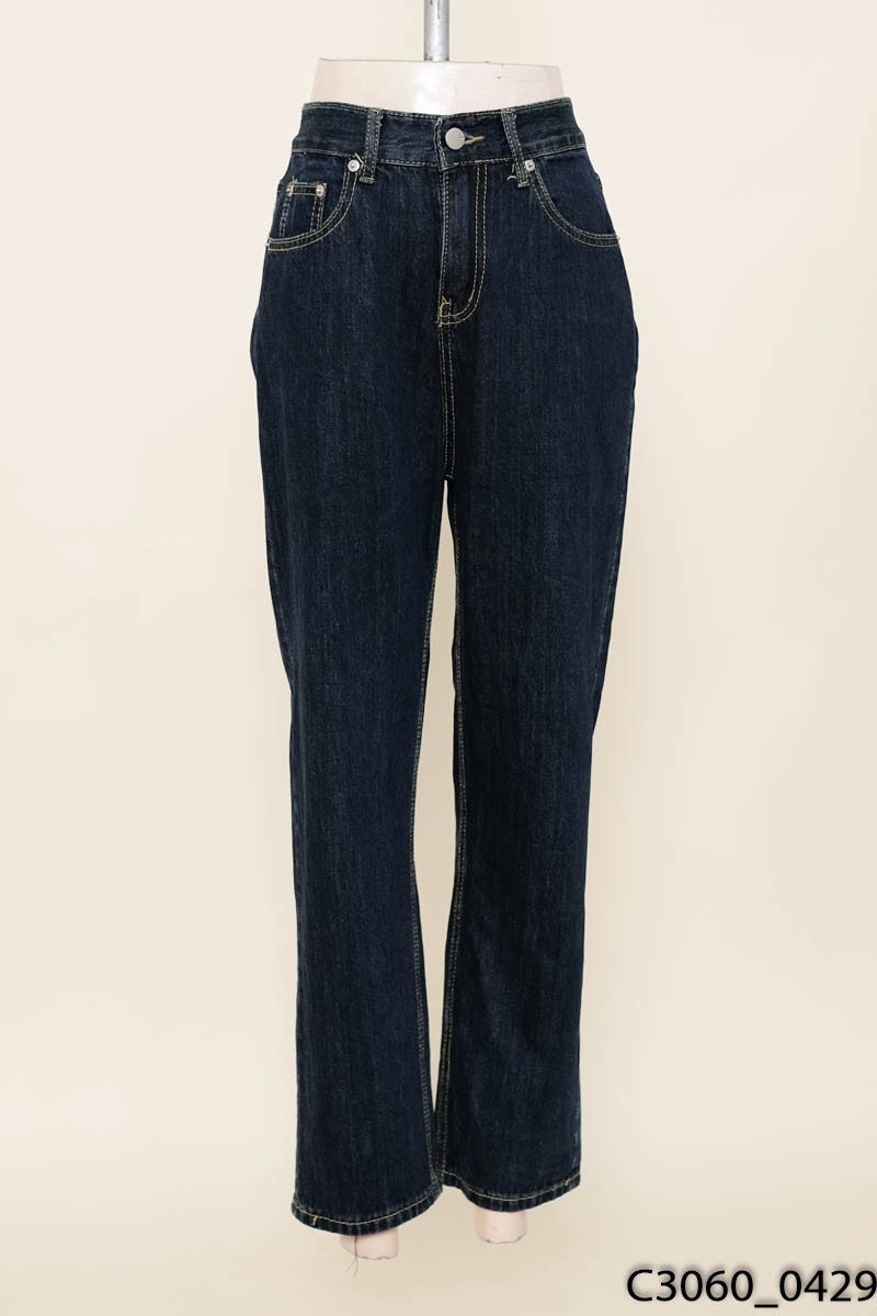 Quần jeans xanh than viền vàng