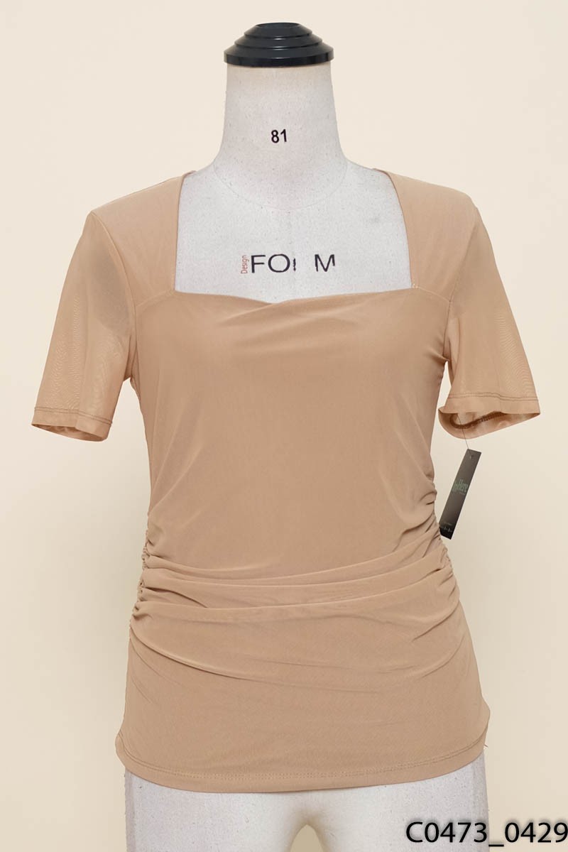 Áo nâu phối lưới