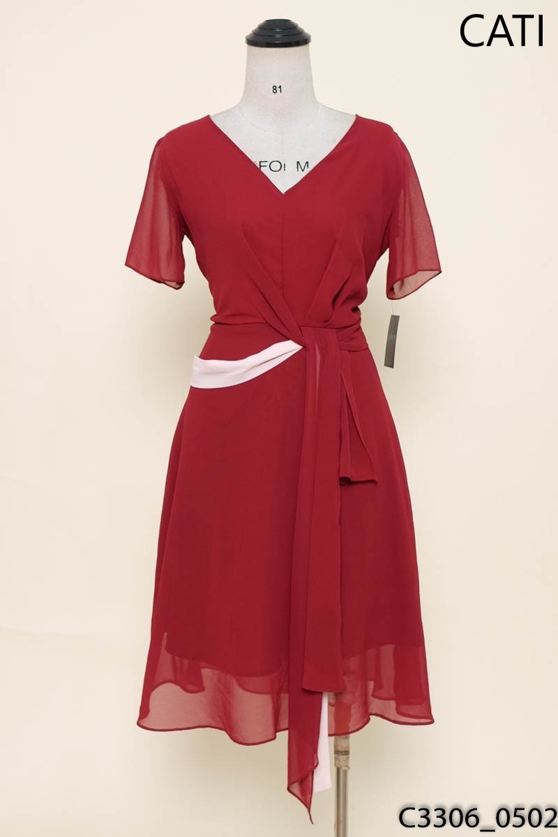 CATI CLOTHING- Đầm voan đỏ