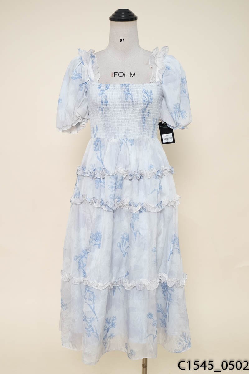 Đầm xanh viền bèo