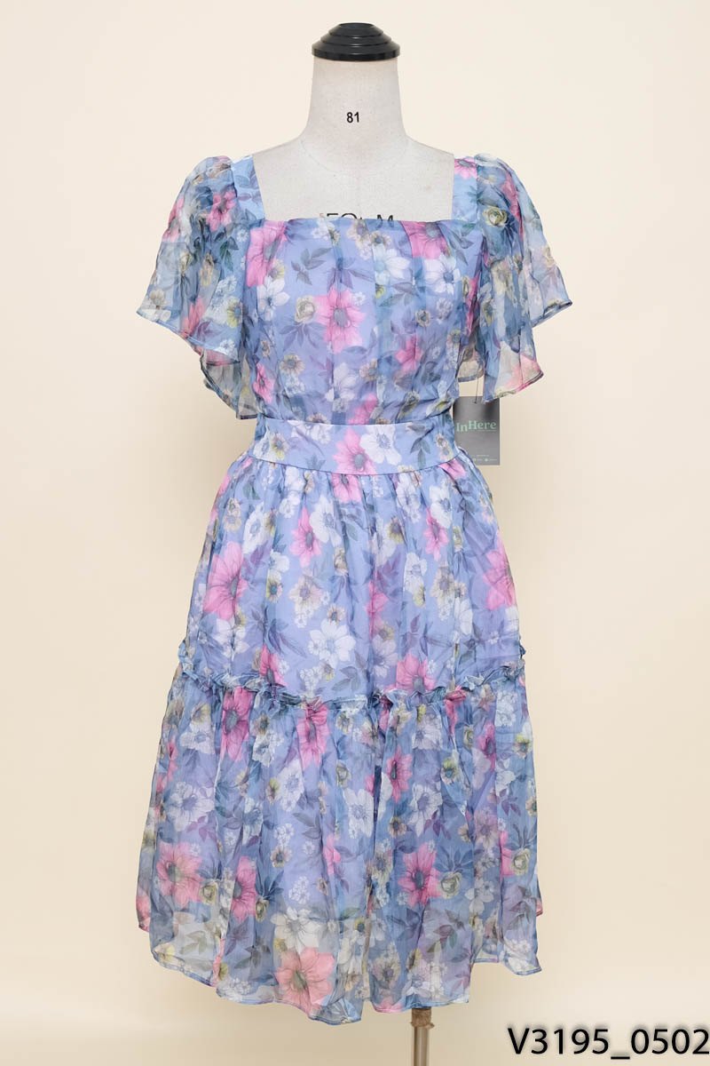Đầm xanh hoa hồng New Tags