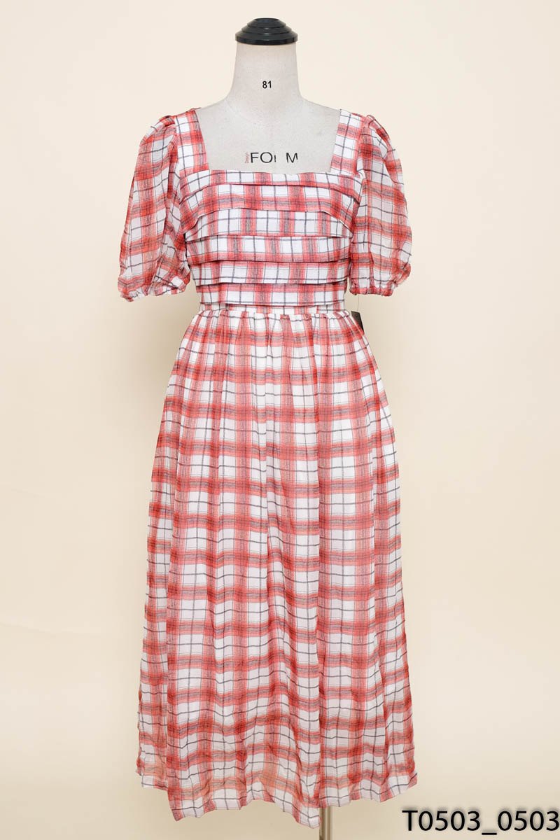 Đầm caro đỏ New Tags