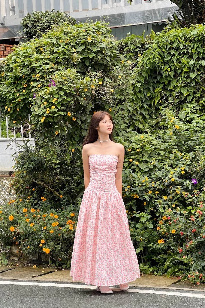 BANDO AT HOME-Đầm hoa nhí hống cúp ngực