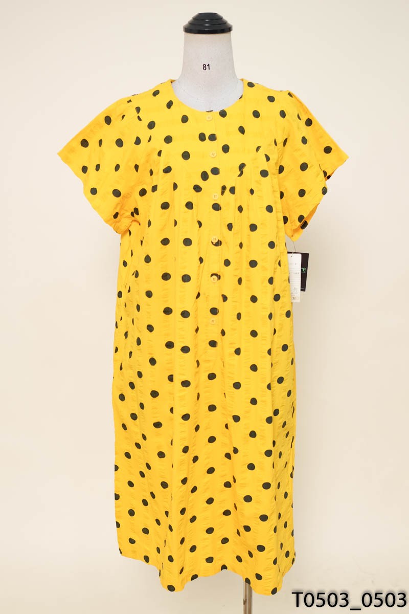 Đầm suông vàng chấm bi New Tags