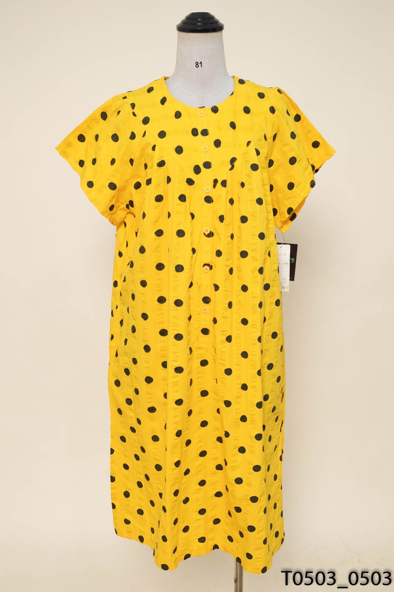Đầm suông vàng chấm bi New Tags