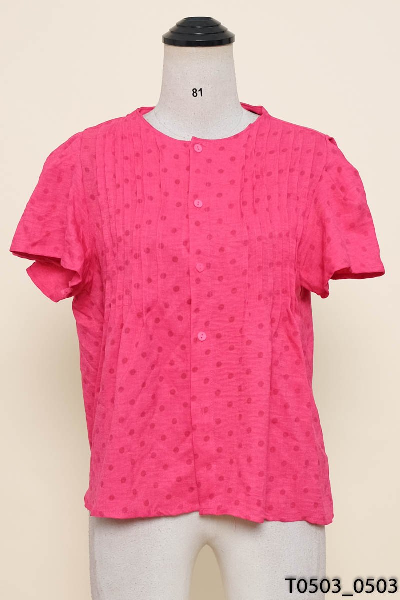 Áo babydoll hồng chấm bi