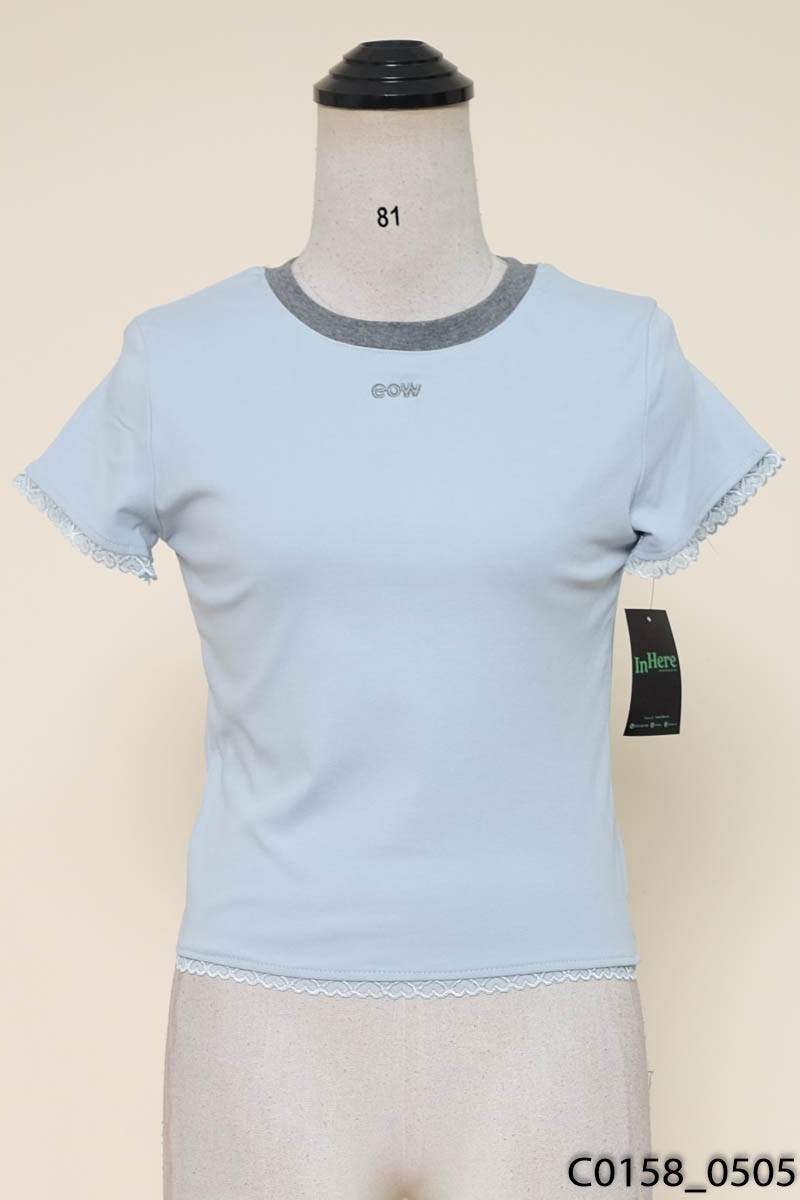 Áo xanh viền ren New Tags