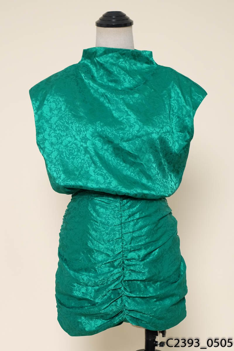 Đầm xanh nhún chun New Tags