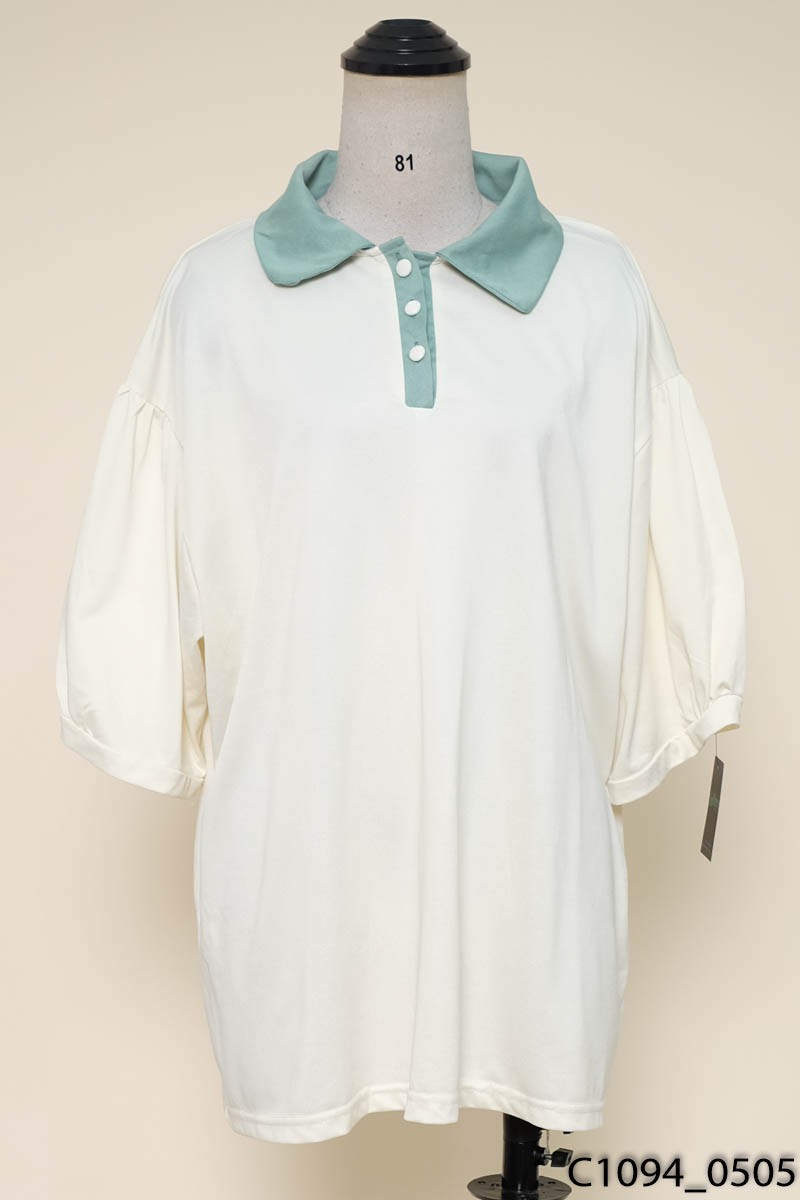 Áo polo be cổ xanh