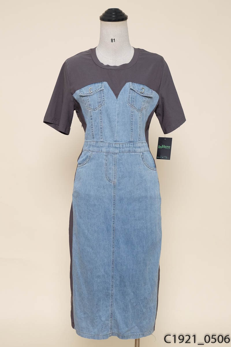 Đầm jeans xanh cộc tay