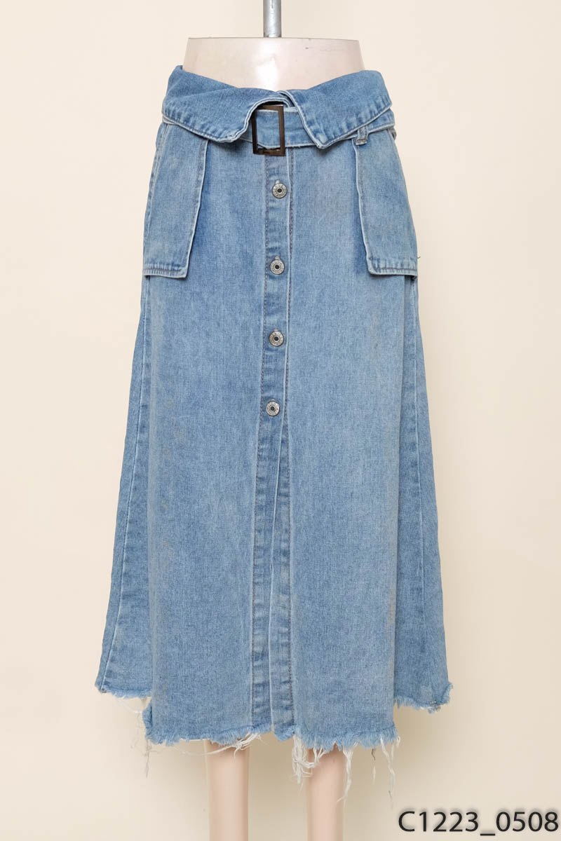 Chân váy jeans cạp lật
