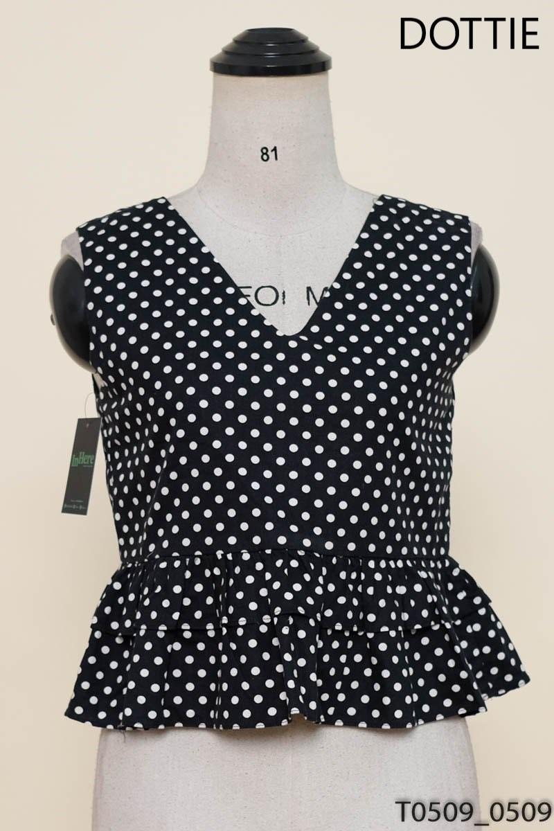 Áo 2 dây đen chấm bi Dottie
