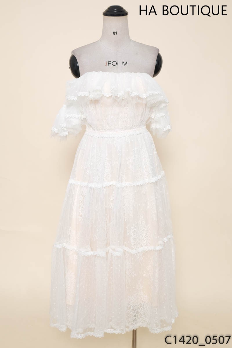 HA BOUTIQUE- Đầm lưới trắng New Tags