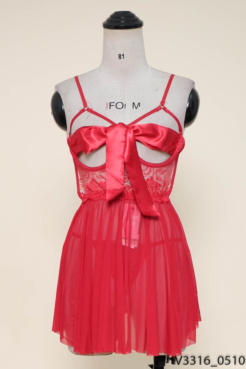 Set lưới đỏ viền ren New Tags