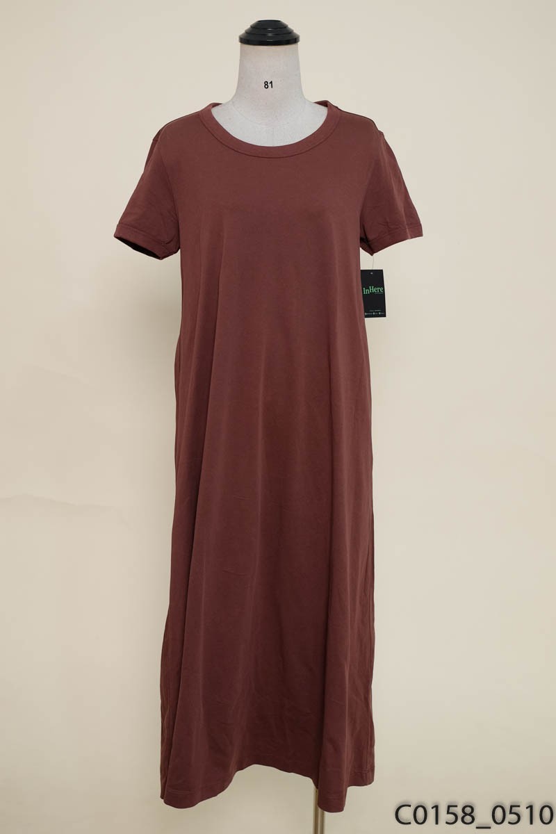 Đầm nâu đỏ cộc tay Uniqlo