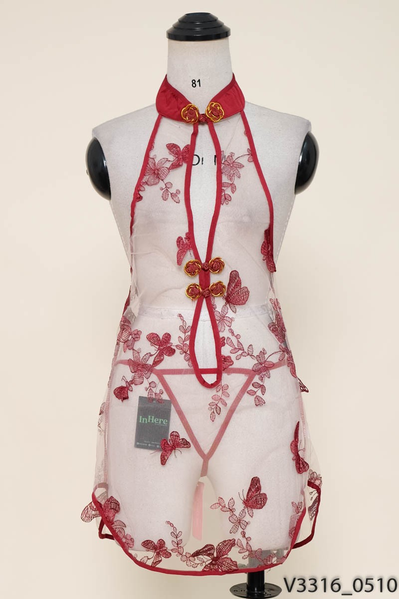 Set lưới be họa tiết đỏ New Tags