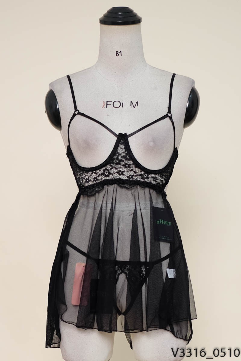 Set lưới ren đen 2 dây New Tags