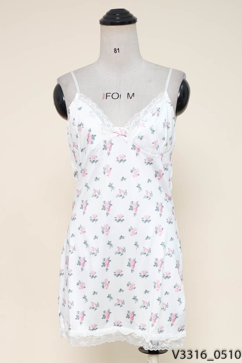 Đầm lụa 2 dây trắng hoa nhí New Tags