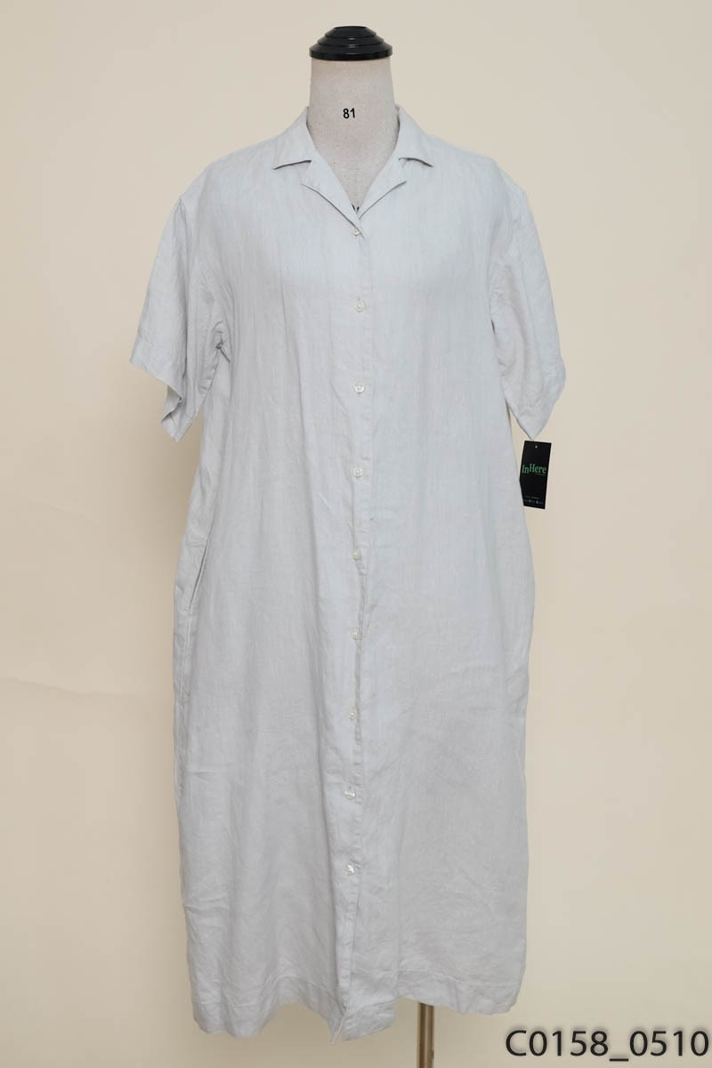 MUJI - Đầm xám be cộc tay