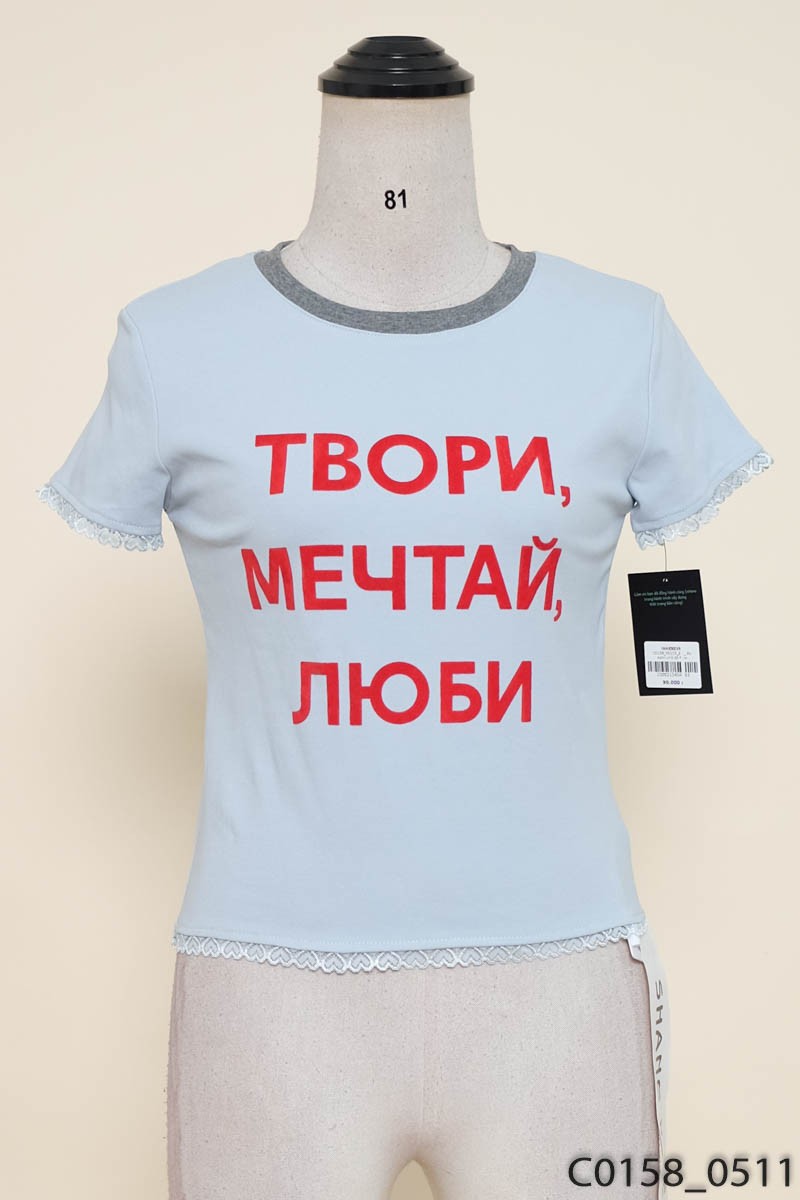 Áo xanh chữ đỏ New Tags