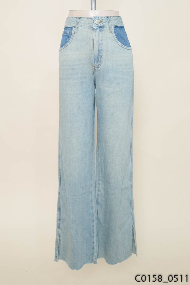 Quần jeans xanh xẻ tà New Tags