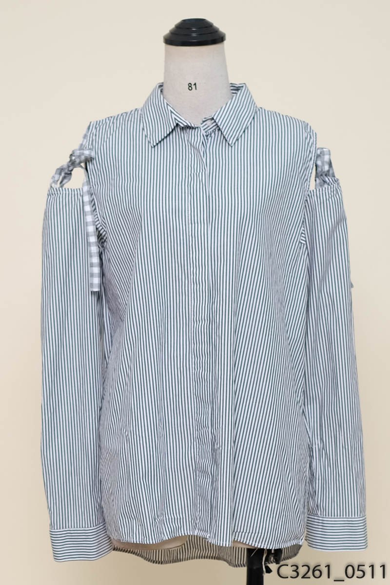 Áo sơ mi sọc đen trắng khoét vai Zara