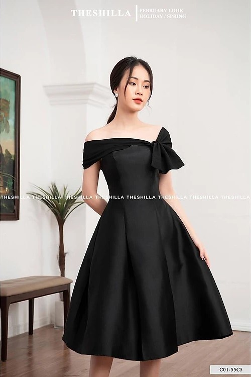 Đầm đen nơ The Shilla New Tags