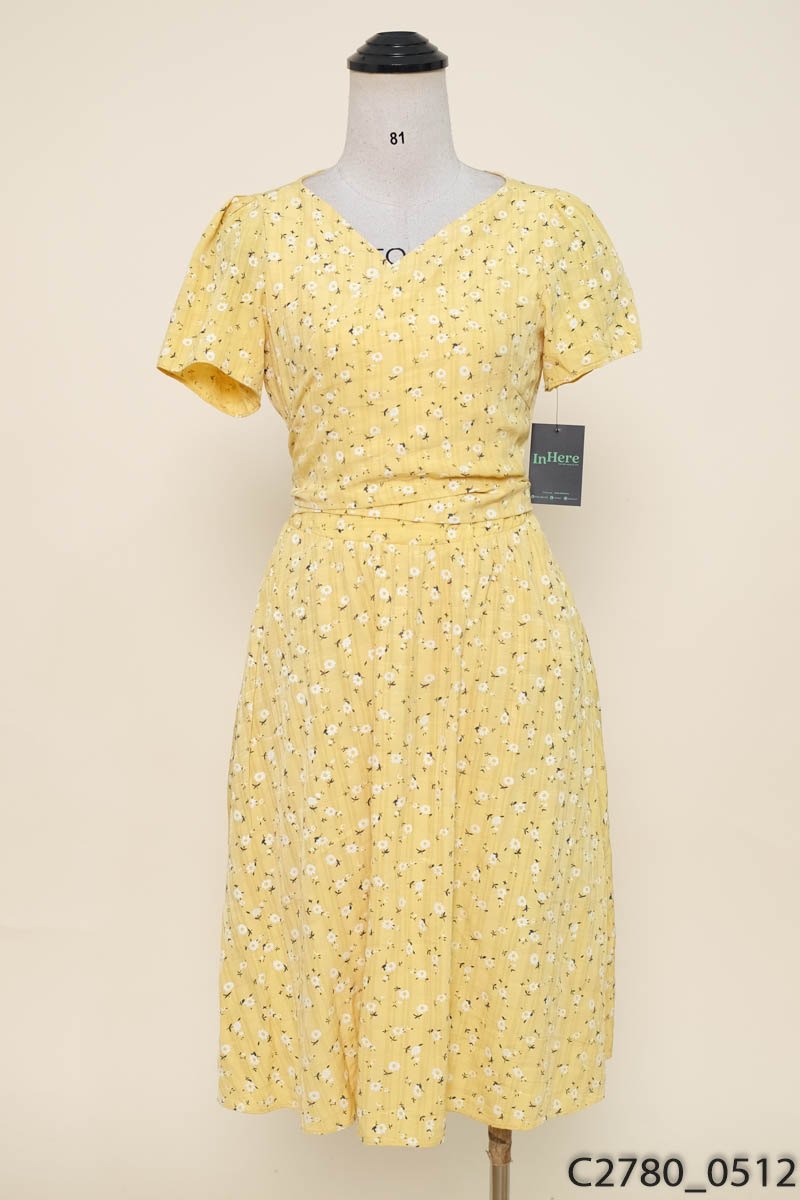 OLV BOUTIQUE - Đầm vàng hoa nhí